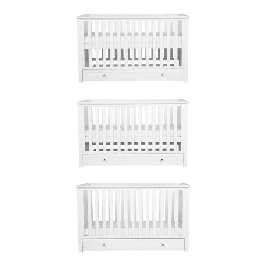 Bebe & Beyond Cot Bed & Dresser 2 Piece Nursery Furniture Set - White 6