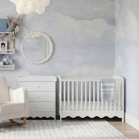 Bebe & Beyond Cot Bed & Dresser Two Piece Room Set - White 1
