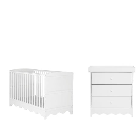 Bebe & Beyond Cot Bed & Dresser Two Piece Room Set - White 3