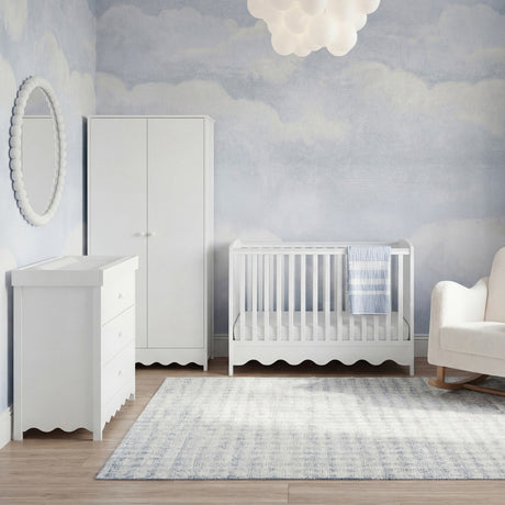 Bebe & Beyond Cot Bed, Dresser & Wardrobe Three Piece Room Set – White 1
