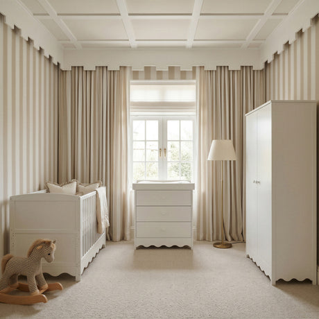 Bebe & Beyond Cot Bed, Dresser & Wardrobe Three Piece Room Set – White 2