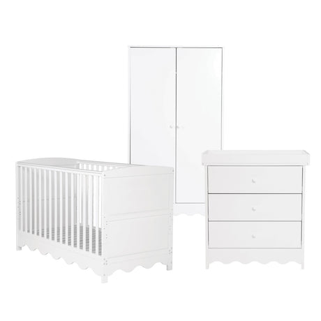 Bebe & Beyond Cot Bed, Dresser & Wardrobe Three Piece Room Set – White 4
