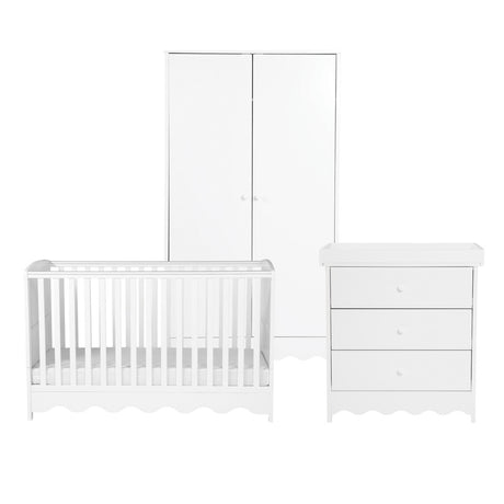 Bebe & Beyond Cot Bed, Dresser & Wardrobe Three Piece Room Set – White 5