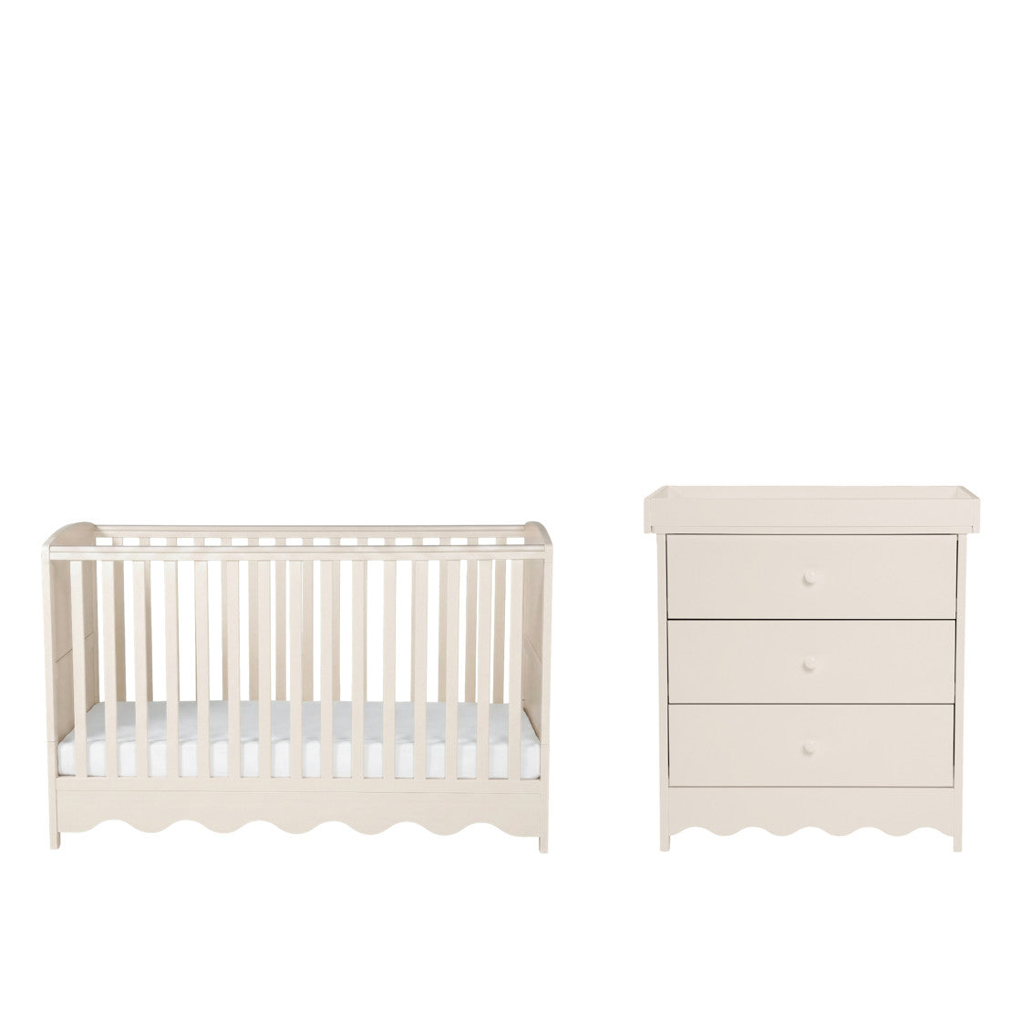 Bebe & Beyond Dancer Cot Bed & Dresser 2 Piece Nursery Furniture Set - Cashmere 4