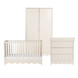 Bebe & Beyond Dancer Cot Bed, Dresser & Wardrobe 3 Piece Nursery Furniture Set - Cashmere 5