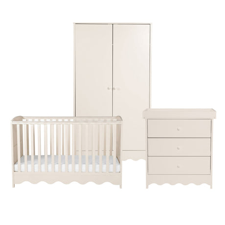 Bebe & Beyond Dancer Cot Bed, Dresser & Wardrobe 3 Piece Nursery Furniture Set - Cashmere 5