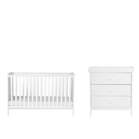 Bebe & Beyond Dreamer Cot Bed & Changer Two Piece Nursery Furniture Set - White 4