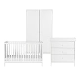 Bebe & Beyond Dreamer Cot Bed, Wardrobe & Changer Three Piece Nursery Furniture Set - White 1