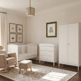 Bebe & Beyond Dreamer Cot Bed, Wardrobe & Changer Three Piece Nursery Furniture Set - White 2