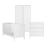 Bebe & Beyond Dreamer Cot Bed, Wardrobe & Changer Three Piece Nursery Furniture Set - White 5