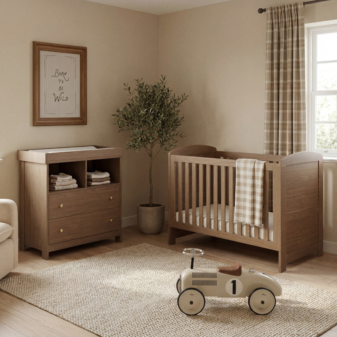 Bebe & Beyond Seeker Cot Bed & Changing Unit 2 Piece Nursery Furniture Set - Drift 1