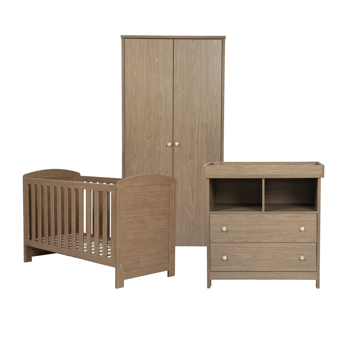 Bebe & Beyond Seeker Cot Bed, Changing Unit & Wardrobe 3 Piece Nursery Furniture Set - Drift 3