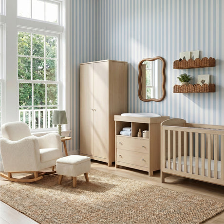 Bebe & Beyond Seeker Cot Bed, Dresser & Wardrobe 3 Piece Nursery Furniture Set - Nordic 2