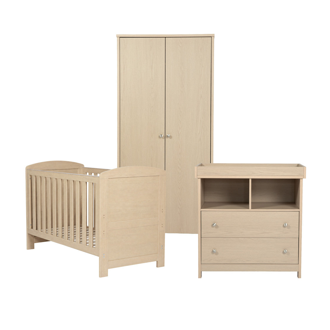 Bebe & Beyond Seeker Cot Bed, Dresser & Wardrobe 3 Piece Nursery Furniture Set - Nordic 4