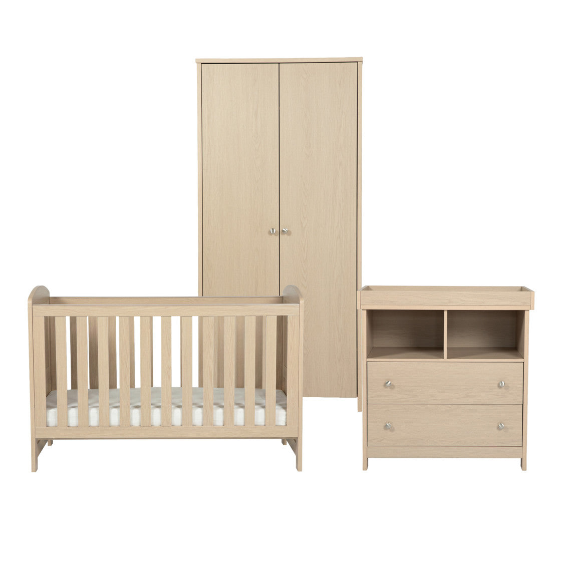 Bebe & Beyond Seeker Cot Bed, Dresser & Wardrobe 3 Piece Nursery Furniture Set - Nordic 5