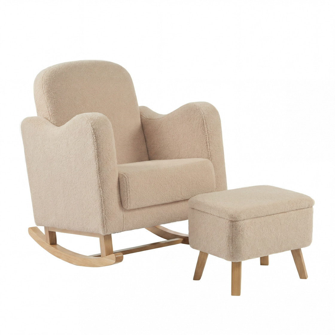 Bebe & Beyond Soother Nursing Chair & Stool - Oat Ted 1