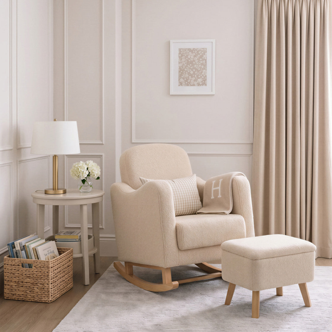 Bebe & Beyond Soother Nursing Chair & Stool - Oat Ted 2