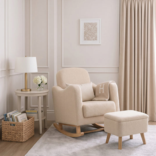 Bebe & Beyond Soother Nursing Chair & Stool - Oat Ted 2