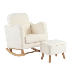 Bebe & Beyond Soother Nursing Chair & Stool - Off White Boucle 1