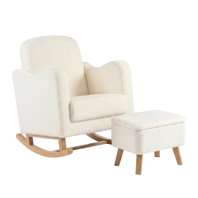 Bebe & Beyond Soother Nursing Chair & Stool - Off White Boucle 1