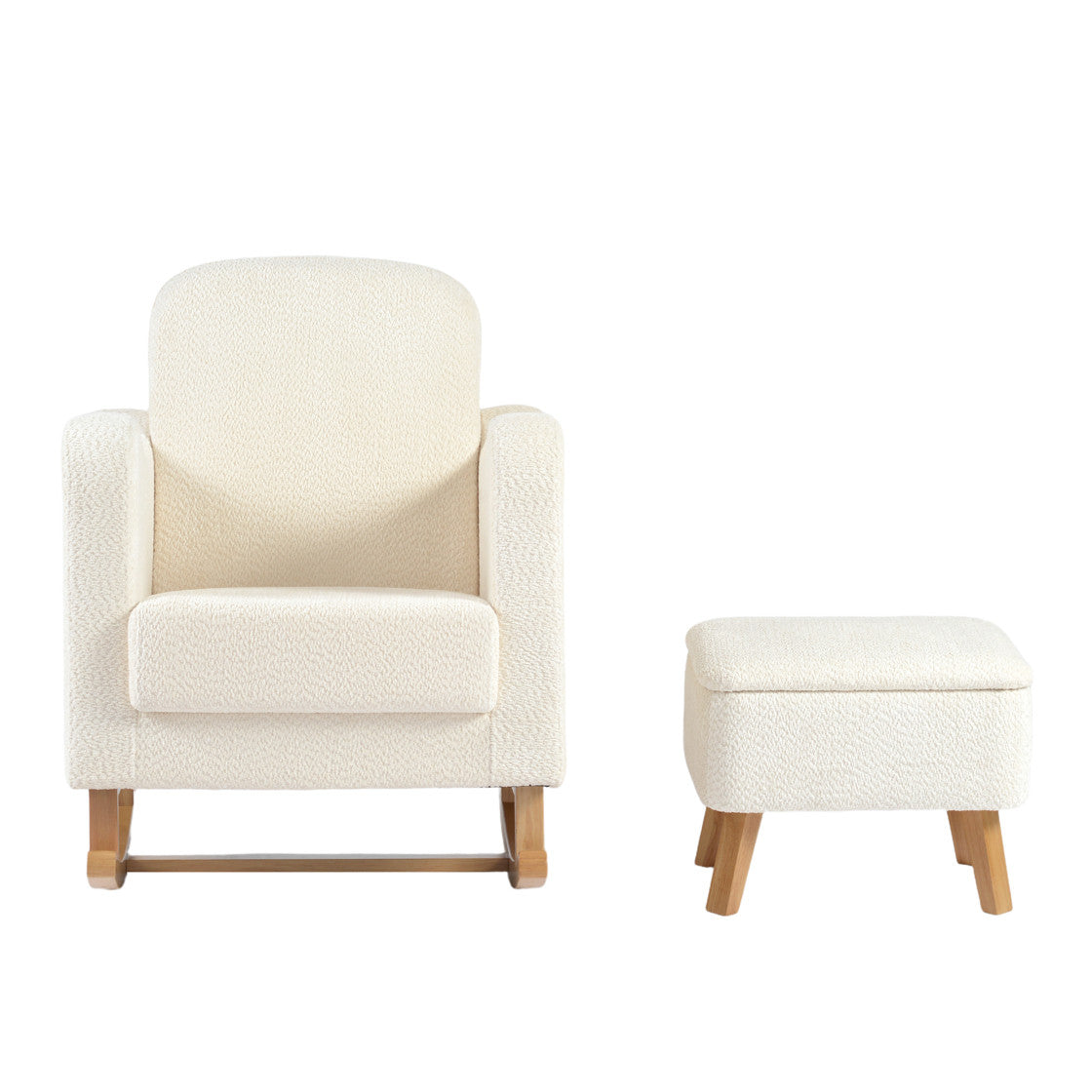 Bebe & Beyond Soother Nursing Chair & Stool - Off White Boucle 3