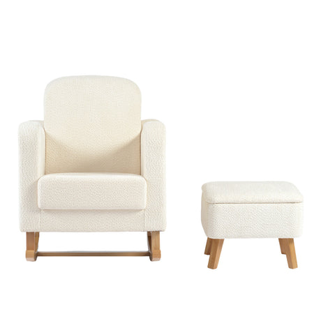 Bebe & Beyond Soother Nursing Chair & Stool - Off White Boucle 3