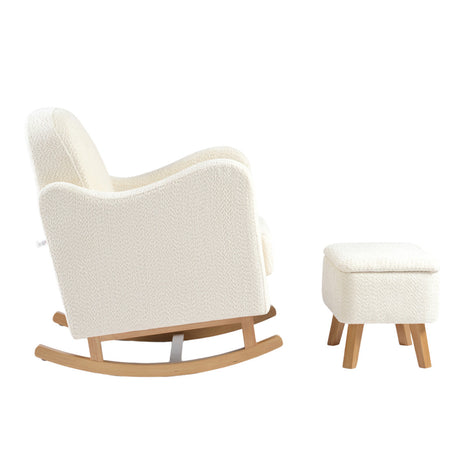 Bebe & Beyond Soother Nursing Chair & Stool - Off White Boucle 4