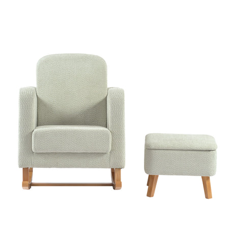 Bebe & Beyond Soother Nursing Chair & Stool - Sage Boucle 3