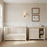 Bebe & Beyond Wandered Cot Bed & Dresser 2 Piece Nursery Furniture Set - Cashmere & Oak 1