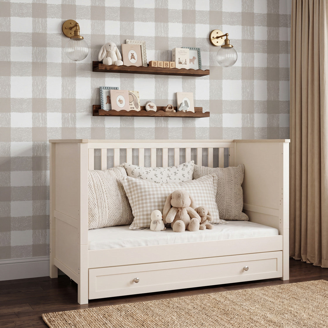 Bebe & Beyond Wandered Cot Bed & Dresser 2 Piece Nursery Furniture Set - Cashmere & Oak 2