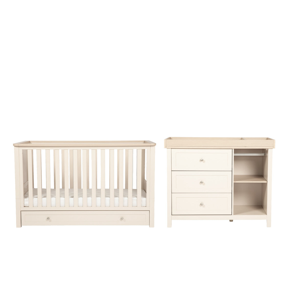 Bebe & Beyond Wandered Cot Bed & Dresser 2 Piece Nursery Furniture Set - Cashmere & Oak 5