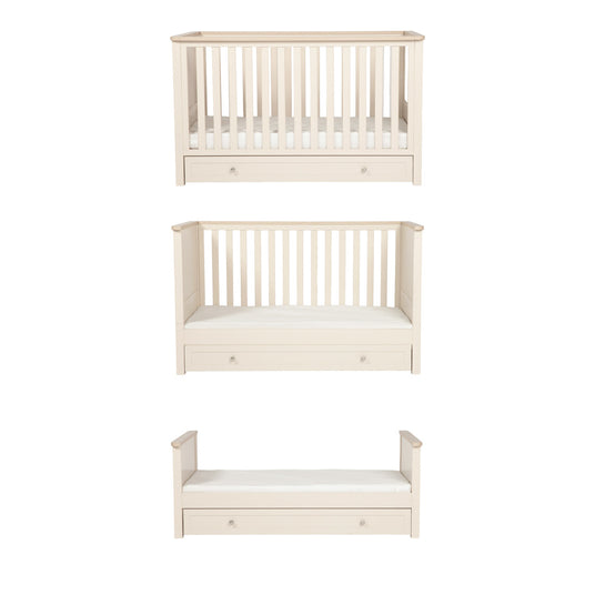 Bebe & Beyond Wandered Cot Bed & Dresser 2 Piece Nursery Furniture Set - Cashmere & Oak 7