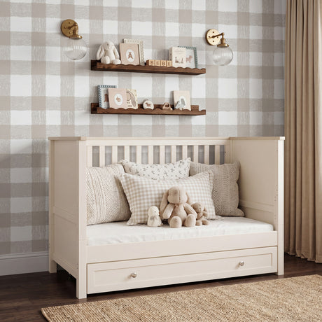 Bebe & Beyond Wanderer Cot Bed, Wardrobe & Dresser 3 Piece Nursery Furniture Set - Cashmere & Oak 1