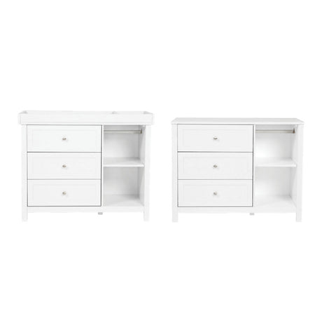 Bebe & Beyond Wanderer Cot Bed, Wardrobe & Dresser 3 Piece Nursery Furniture Set - White 10