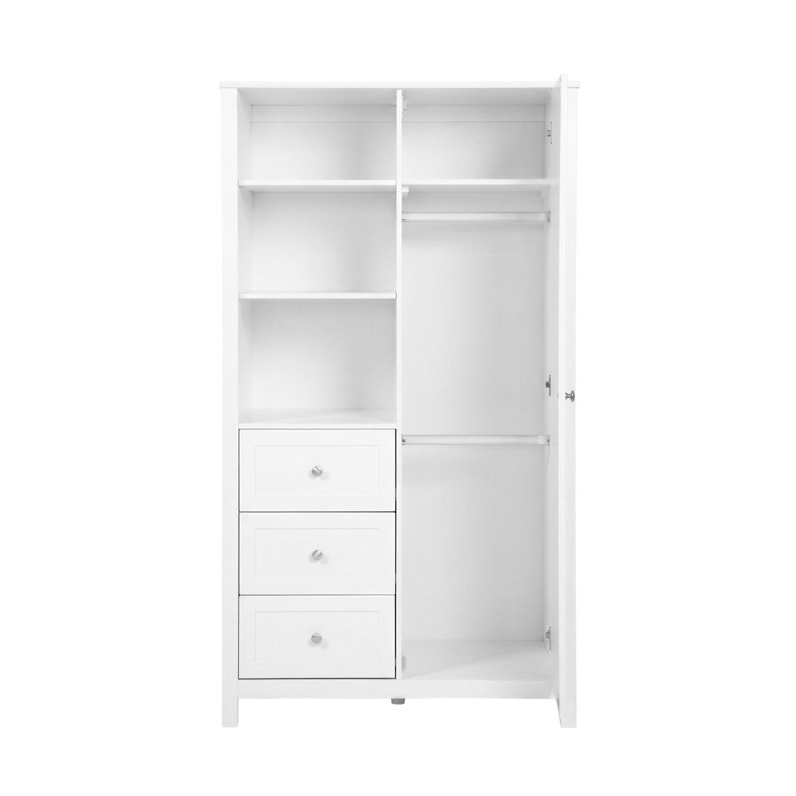 Bebe & Beyond Wanderer Cot Bed, Wardrobe & Dresser 3 Piece Nursery Furniture Set - White 31