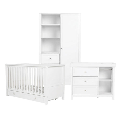 Bebe & Beyond Wanderer Cot Bed, Wardrobe & Dresser 3 Piece Nursery Furniture Set - White 5