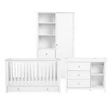 Bebe & Beyond Wanderer Cot Bed, Wardrobe & Dresser 3 Piece Nursery Furniture Set - White 6