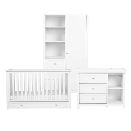 Bebe & Beyond Wanderer Cot Bed, Wardrobe & Dresser 3 Piece Nursery Furniture Set - White 6