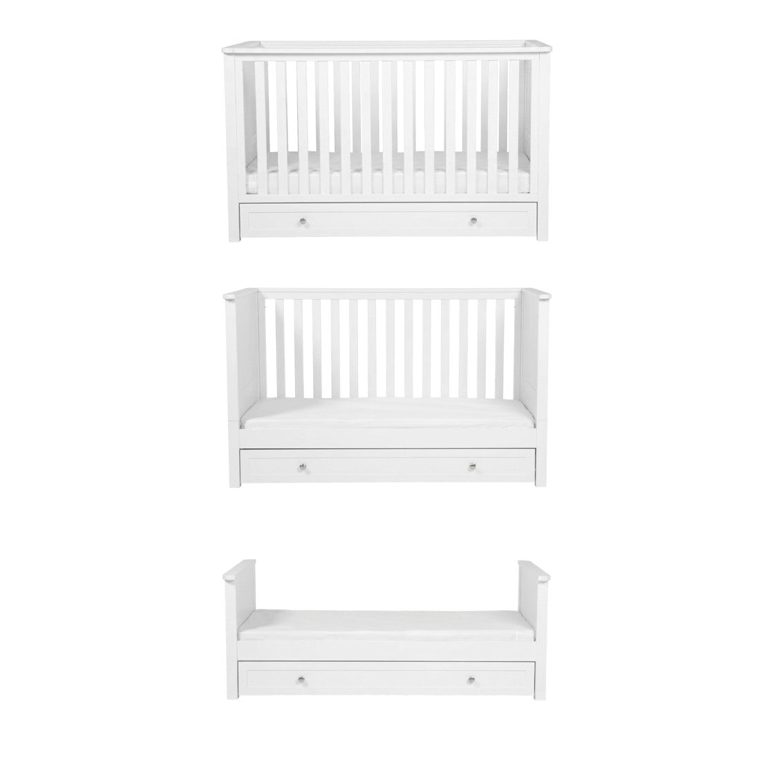 Bebe & Beyond Wanderer Cot Bed, Wardrobe & Dresser 3 Piece Nursery Furniture Set - White 8