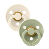 BIBS Colour Round Latex Pacifiers Size 1 –  Ivory & Sage (2 Pack)