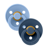 BIBS Colour Round Latex Pacifiers Size 1 – Sky Blue & Steel Blue (2 Pack)