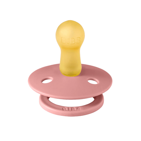 BIBS Colour Round Latex Pacifiers Size 1 – Dusty Pink & Coral (2 Pack)