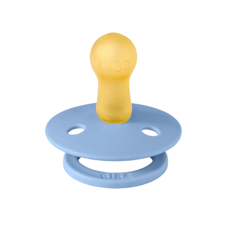 BIBS Colour Round Latex Pacifiers Size 1 – Sky Blue & Steel Blue (2 Pack)