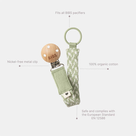BIBS Braided Pacifier Soother Clip - Baby Blue/Ivory