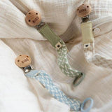 BIBS Braided Pacifier Soother Clip - Sage/Ivory