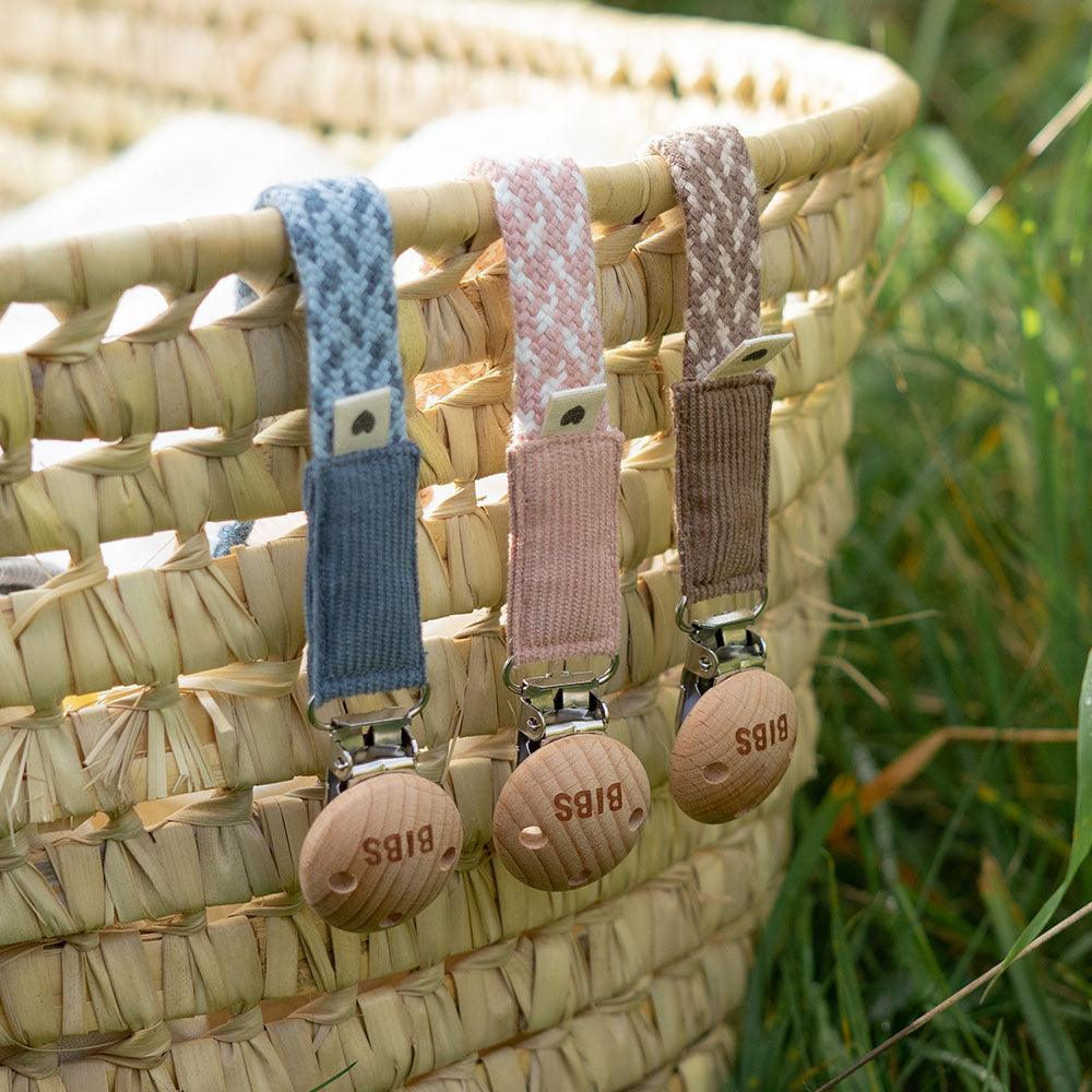 BIBS Braided Pacifier Soother Clip - Blush/Ivory