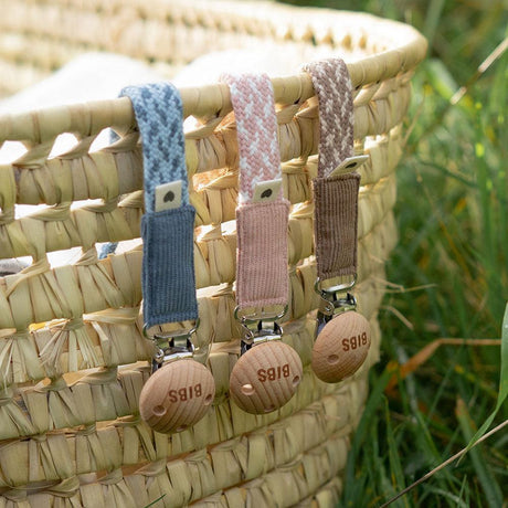 BIBS Braided Pacifier Soother Clip - Blush/Ivory