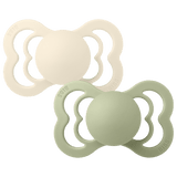 BIBS Supreme Symmetrical Latex Pacifiers Size 2 – Ivory & Sage (2 Pack)