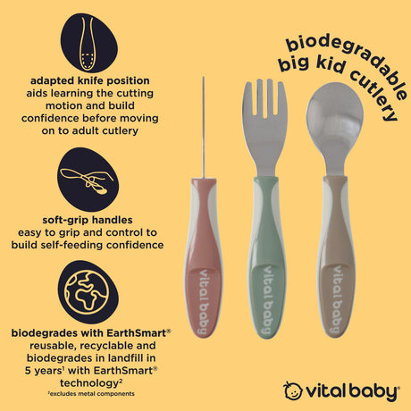 Vital Baby Big Kid Children's Cutlery Set - 3 Pack
