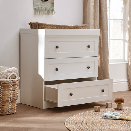 Silver Cross Bromley 2 Piece Nursery Furniture Set with Convertible Cot Bed to Toddler Bed & Dresser - White
